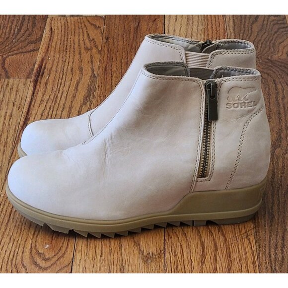 NEW SOREL Evie II Zip Winter Boots 7 Women Leather Waterproof Ankle Wedge Bootie - Picture 9 of 16